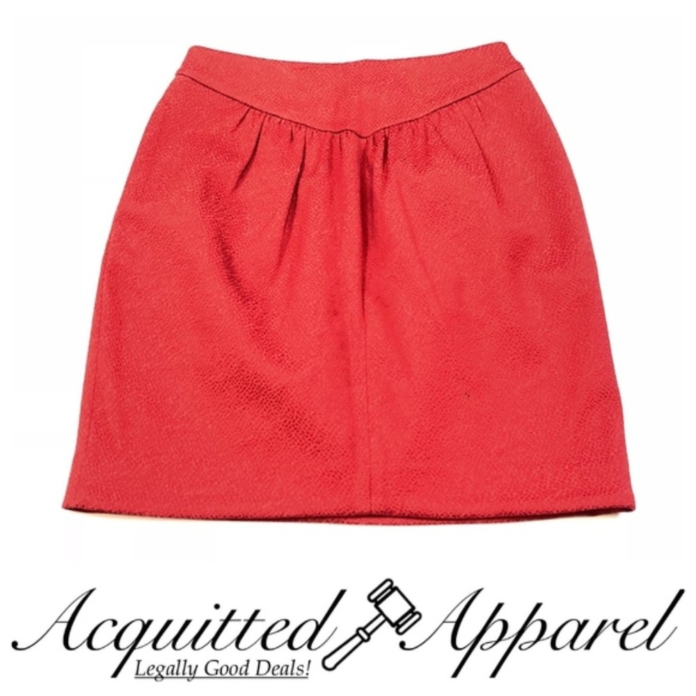 REISS Red A Line Dressy Skirt Stretch Cotton Blend